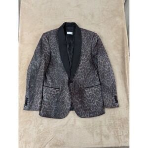 Ron Tomson L.A Blazer Jacket Mens US 38 EU 48 Leopard Print Metallic Tuxedo fair